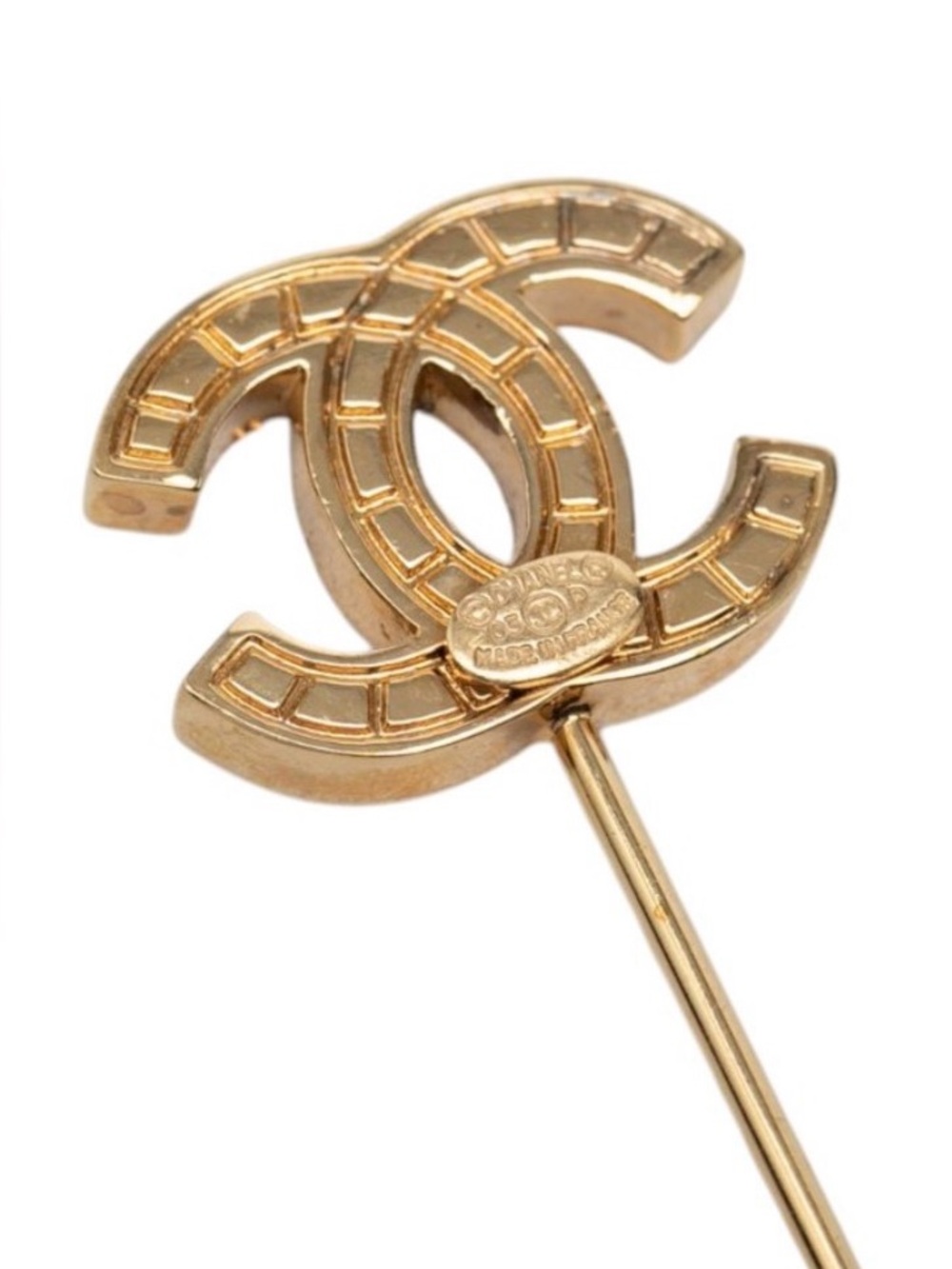 Chanel Vintage 03P CC Logo Stick Pin Brooch Gold Plated 2003 Rare VGC - Picture 2 of 3